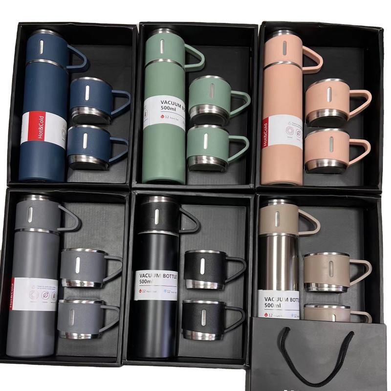 High Quality New Custom Logo Stainless Steel Water Bottle Set Insulated Cup Gift Set Business Gift Box
