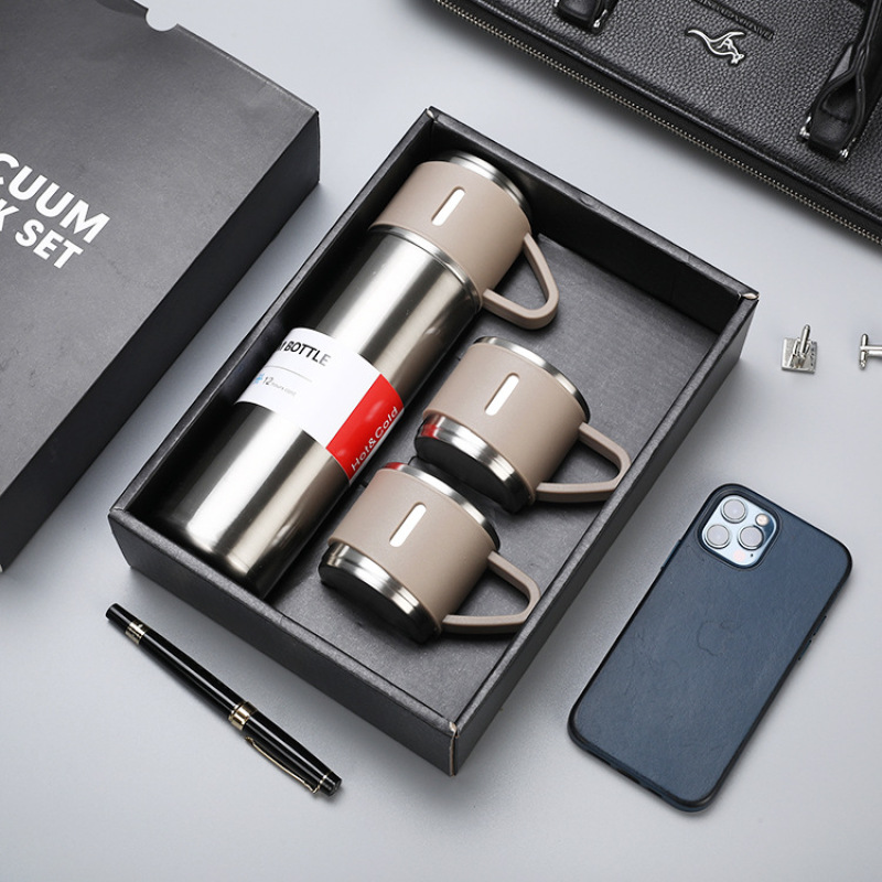 High Quality New Custom Logo Stainless Steel Water Bottle Set Insulated Cup Gift Set Business Gift Box