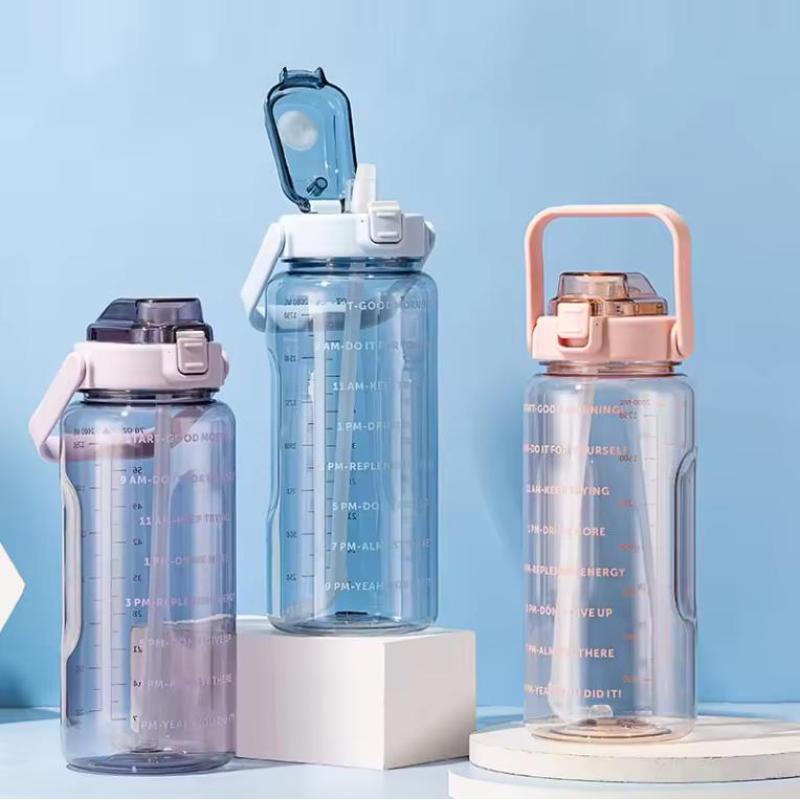 New Arrival Large Capacity 2L Plastic Sport Water Jug with Straw Bottle Recyclable Food Grade Cola Cup