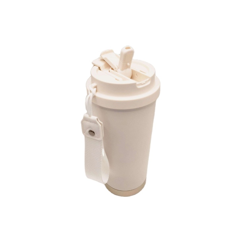 Newly Designed Outdoor Portable Eco-friendly Double Wall Food Grade Vacuum Travel Mug Thermos Coffee Cups with Strap