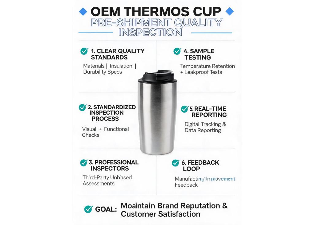 How can I manage quality inspection before shipment for a large order of OEM thermos cups?