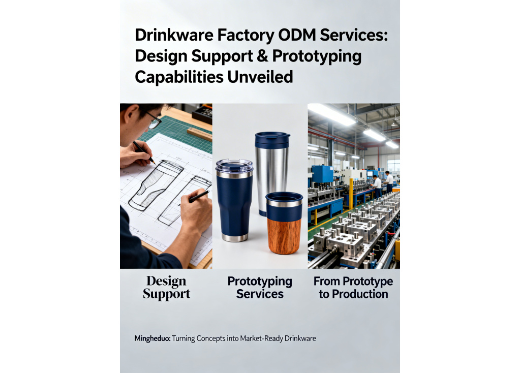 What level of design support and prototyping services can a drinkware factory typically provide for ODM projects?