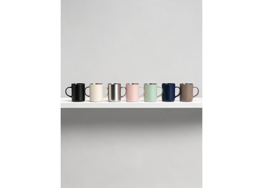 Which color finishes are currently trending for stainless steel coffee mugs in North America?