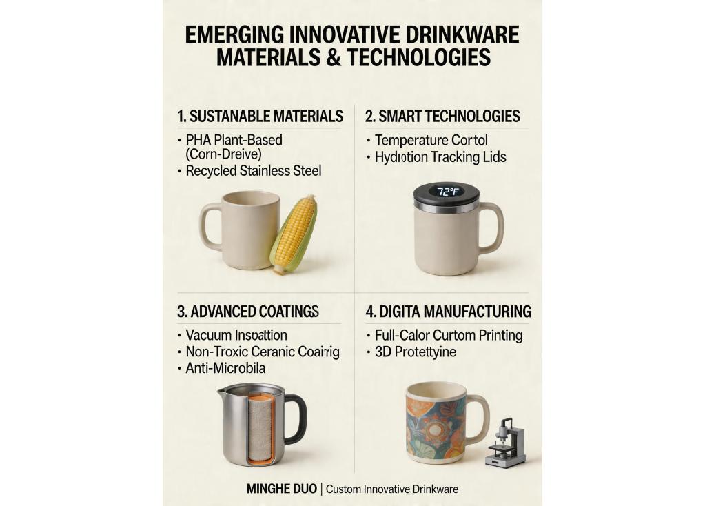 What innovative materials or technologies are emerging in the drinkware manufacturing industry?