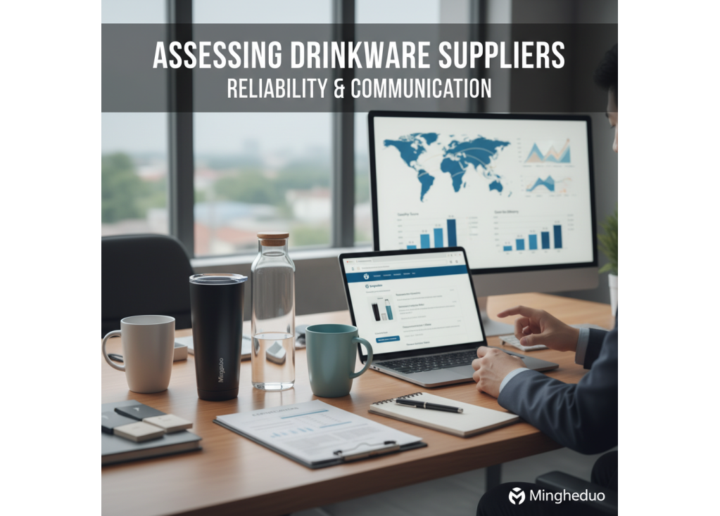 How do I assess the reliability and communication efficiency of a potential drinkware supplier before placing a large order?