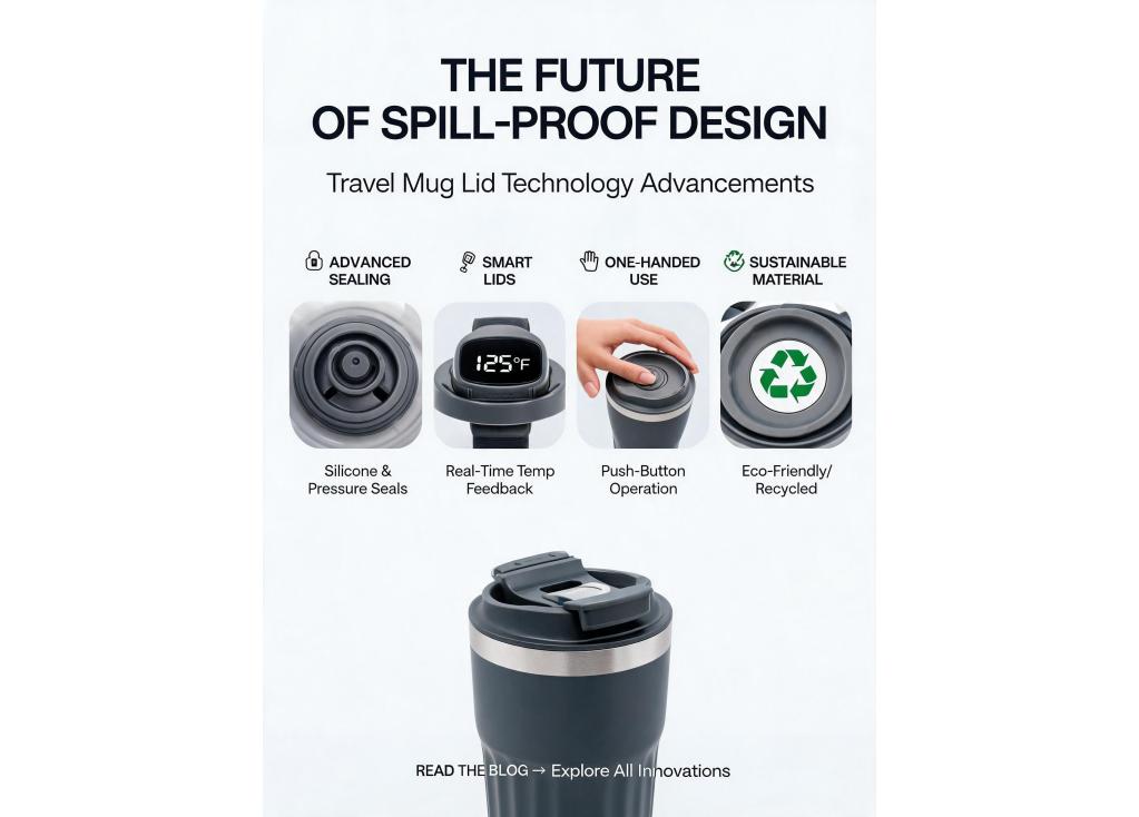 What are the latest advancements in lid technology for leak-proof travel mugs and coffee cups?
