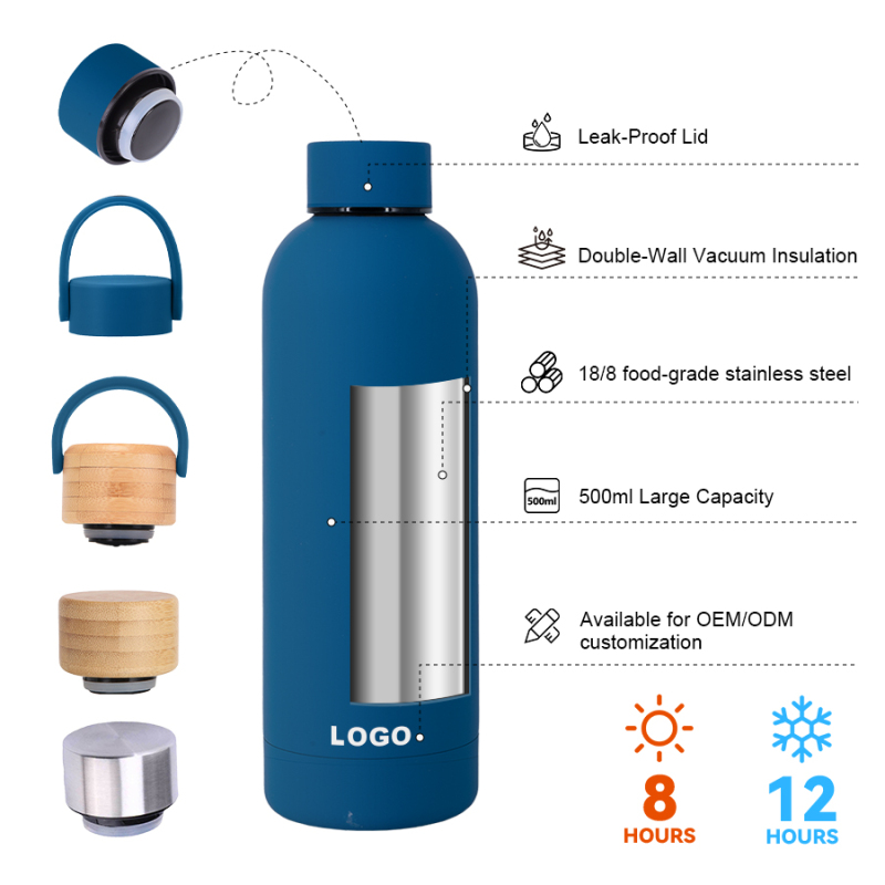 OEM Custom Logo 500ml Stainless Steel Vacuum Flask Insulated Sports Water Bottle for Hot Cold Drinks Boiling Water Applicable