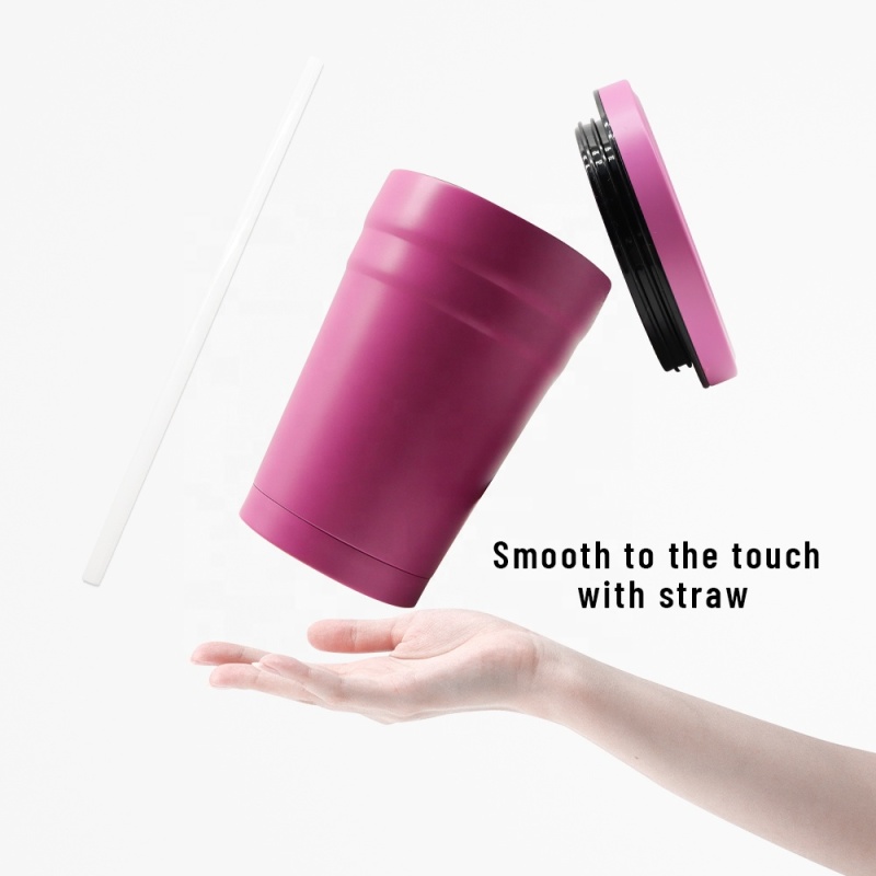 Wholesale Popular Coffee Tumbler Stainless Steel Vacuum Can Cooler 14oz With Lid and Straw