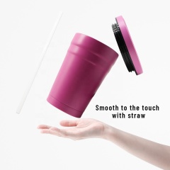 Wholesale Popular Coffee Tumbler Stainless Steel Vacuum Can Cooler 14oz With Lid and Straw