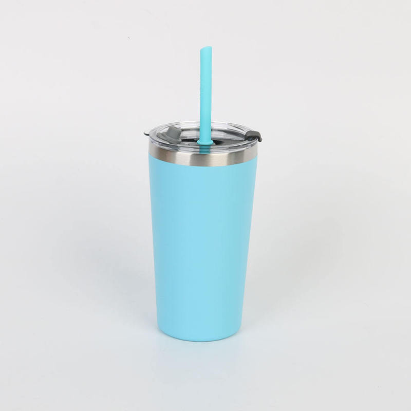 Custom Sublimation Small Coffe Mugs Laser Engraved Colorful Powder Coated 12oz Stainless Steel Tumbler Mug With Lid and Straws