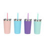 Custom Sublimation Small Coffe Mugs Laser Engraved Colorful Powder Coated 12oz Stainless Steel Tumbler Mug With Lid and Straws