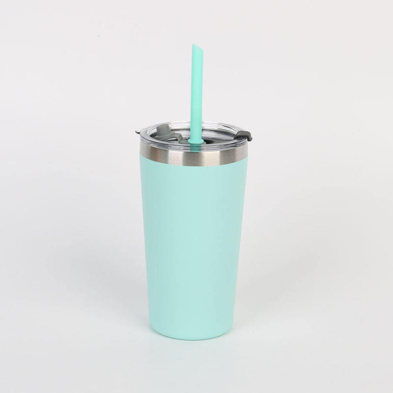 Custom Sublimation Small Coffe Mugs Laser Engraved Colorful Powder Coated 12oz Stainless Steel Tumbler Mug With Lid and Straws