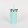 Custom Sublimation Small Coffe Mugs Laser Engraved Colorful Powder Coated 12oz Stainless Steel Tumbler Mug With Lid and Straws