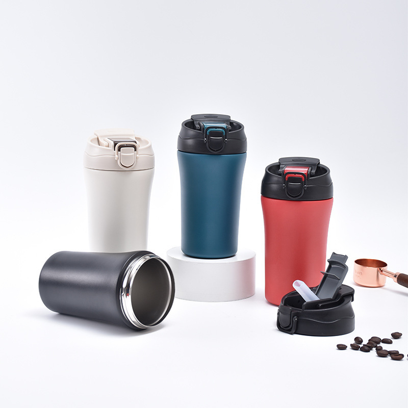 Wholesale 400ml Stainless Steel Coffee Cups Insulated Coffee Mug Reusable Coffee Tumbler With Lid and Straw