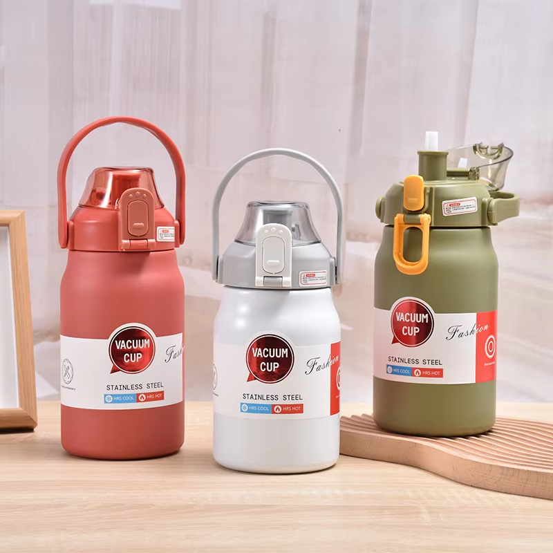 Large Capacity Thermo Bottle Thermal Water Bottle Stainless Steel Stainless Steel Portable With Straw Thermoses Insulated Cup