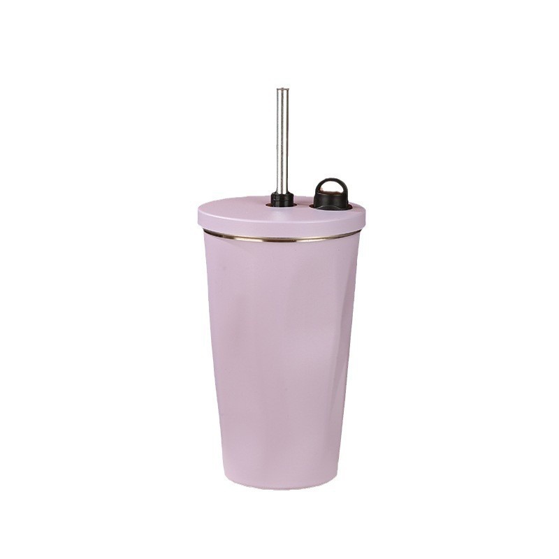Eco Friendly Colorful Stainless Steel Food Grade Silicone Straw High Quality Kids Sippy Cup Insulated Coffee Mug With Straw