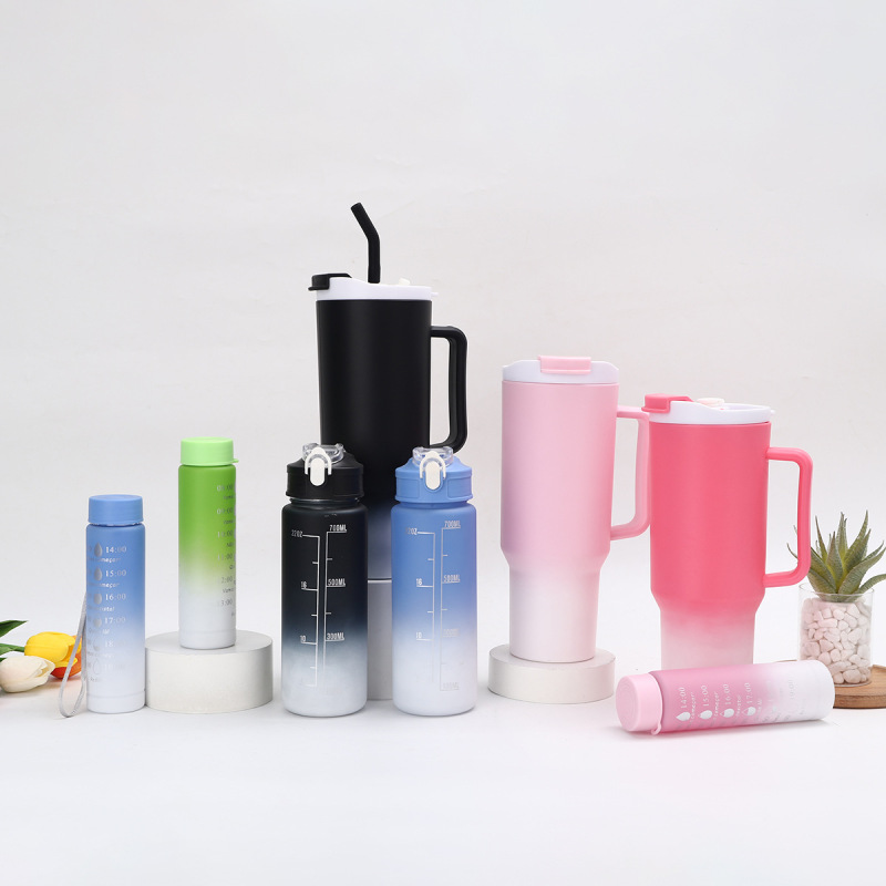 Wholesale 40oz Tumbler Plastic 3Pc Motivational Water Tumbler 3 in 1 Plastic Water Bottle With Straw and Lid