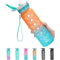 Wholesale1 Ltr Motivational Time Markers Water Bottles Sports Plastic Water Bottle Sports Gym 1 Litre Water Bottle for Kids