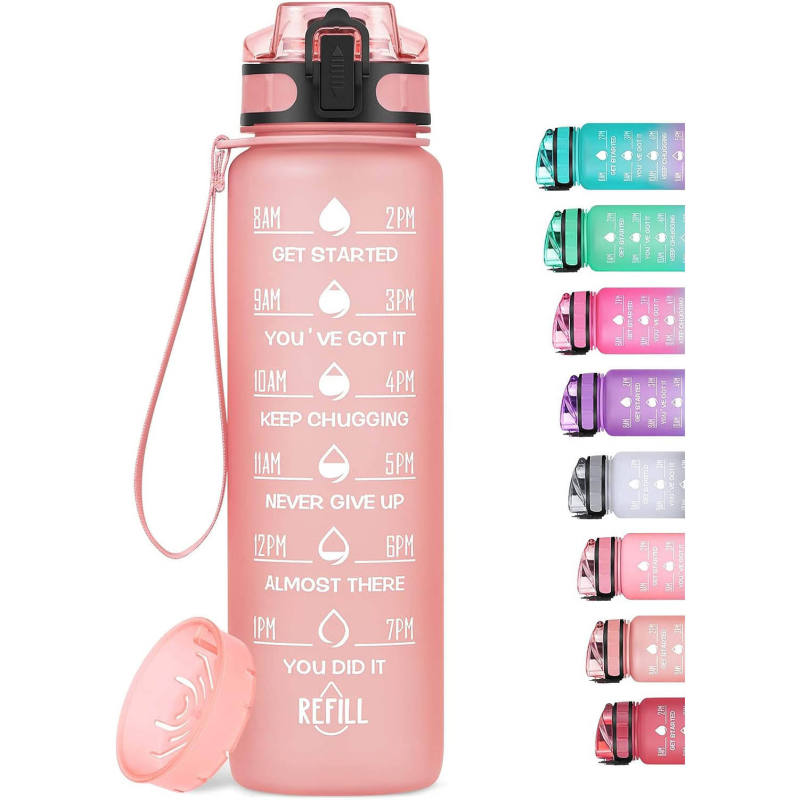 Wholesale1 Ltr Motivational Time Markers Water Bottles Sports Plastic Water Bottle Sports Gym 1 Litre Water Bottle for Kids
