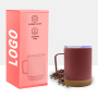 Wholesale Custom 304 Stainless Steel Black Mugs Coffee Cup Travel Tumbler Insulated Thermal Cork Mug With Lid With Cork Bottom