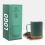 Wholesale Custom 304 Stainless Steel Black Mugs Coffee Cup Travel Tumbler Insulated Thermal Cork Mug With Lid With Cork Bottom