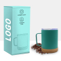 Wholesale Custom 304 Stainless Steel Black Mugs Coffee Cup Travel Tumbler Insulated Thermal Cork Mug With Lid With Cork Bottom