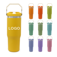 Premium 30oz Stainless Steel Tumbler Large Capacity Thermos with Handle Insulated Stainless Steel Cup with Safety Straw