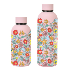New Arrival Large Capacity Drinking Cup Wide Mouth Portable Outdoor Sports Kettle Straw Cup a Set of Flowers Printed Bottle
