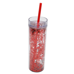 Wholesale Snow Globe Tumbler Plastic 16OZ Bling Tumbler Plastic Tumblers With Lids and Straws