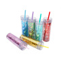 Wholesale Snow Globe Tumbler Plastic 16OZ Bling Tumbler Plastic Tumblers With Lids and Straws