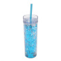 Wholesale Snow Globe Tumbler Plastic 16OZ Bling Tumbler Plastic Tumblers With Lids and Straws
