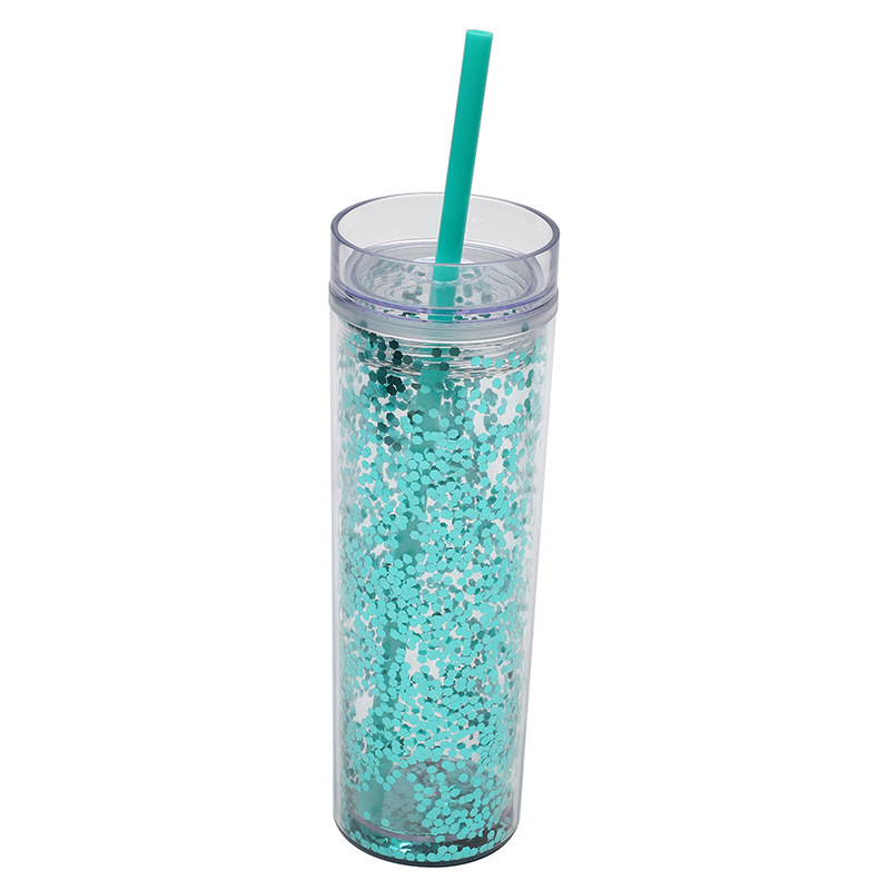 Wholesale Snow Globe Tumbler Plastic 16OZ Bling Tumbler Plastic Tumblers With Lids and Straws