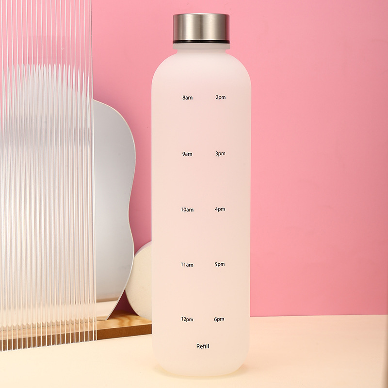 Wholesale Top Seller 32oz PP Water Bottle 1L  Plastic Water Bottle  BPA Free Frosted Water Bottle with Time Marker
