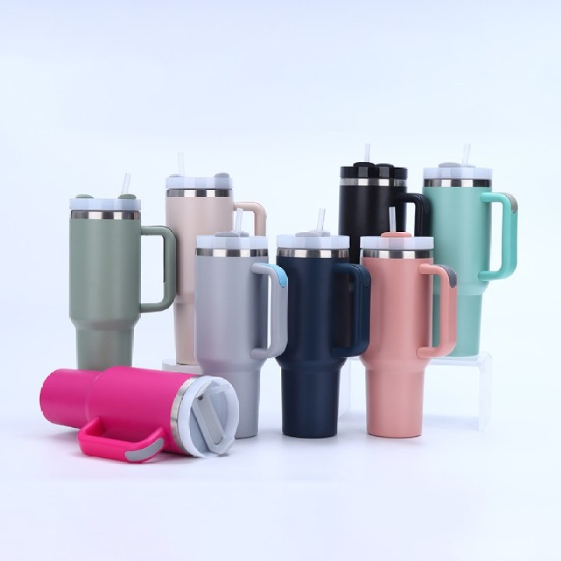 Wholesale Custom 40oz Tumbler Stainless Steel Vacuum Insulated Cups 40oz Tumbler With Handle Straw