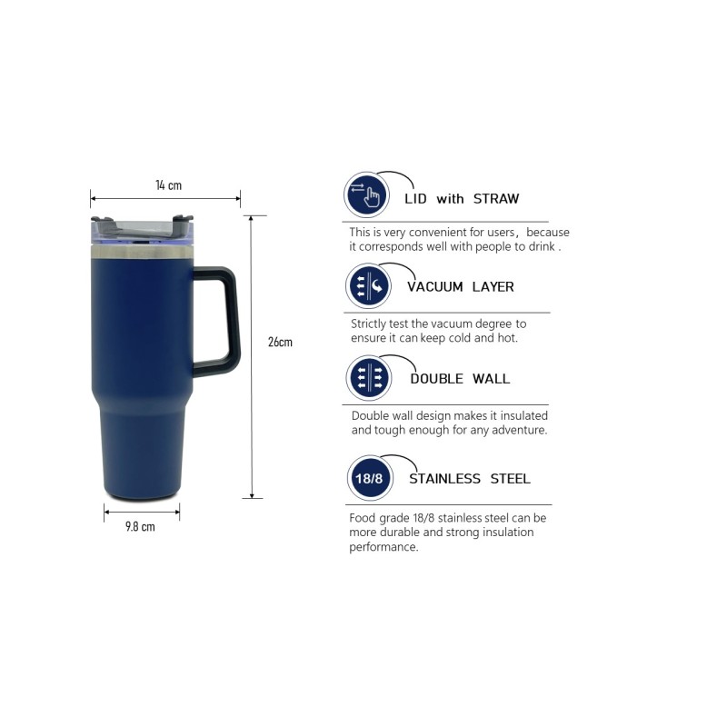Wholesale Custom 40oz Tumbler Stainless Steel Vacuum Insulated Cups 40oz Tumbler With Handle Straw