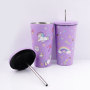 Full Design 16oz Kids Tumblers with Lids & Straws Cup Double Walled Vacuum Insulated Stainless Steel Mug for Hot & Cold Drinks