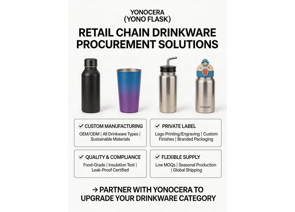 What are the procurement solutions and case studies for retail chains sourcing drinkware?