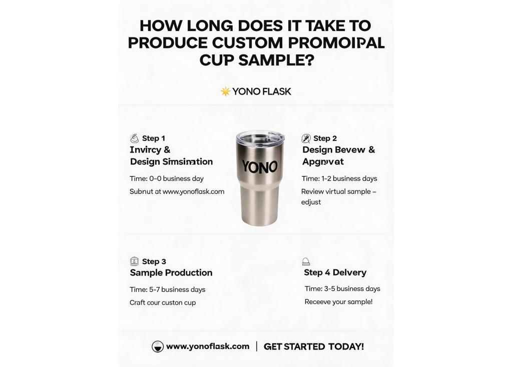 How long does it take to produce a custom sample for promotional cups?