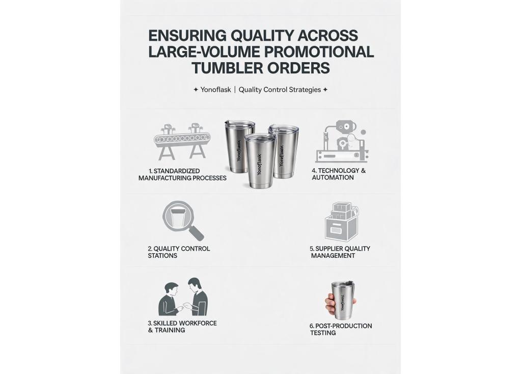 How do factories ensure consistent quality across large-volume promotional tumbler orders?