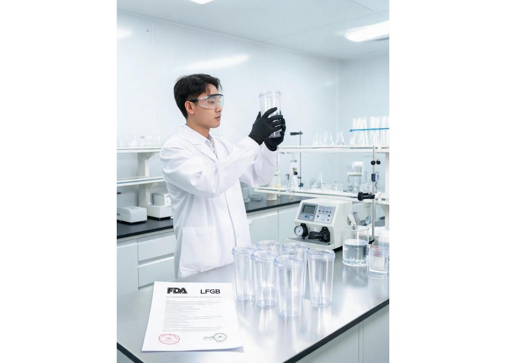 What are the key quality control steps for plastic-free drinkware before shipping to European markets?