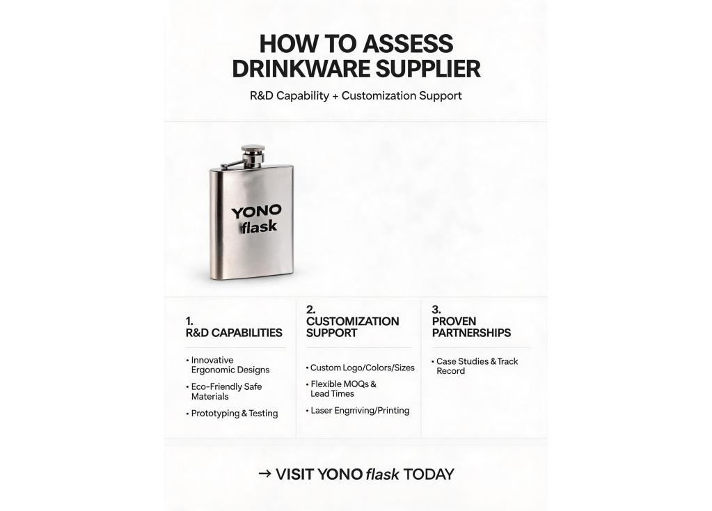 How to assess the R&D capability and customization support of a drinkware supplier?