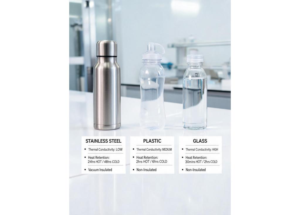 What key thermal performance parameters should I consider when choosing a drinkware material?