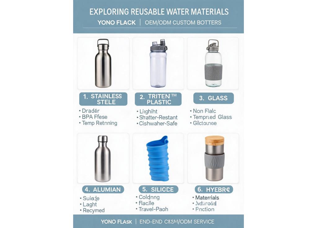 What materials are available for OEM/ODM production of reusable water bottles?