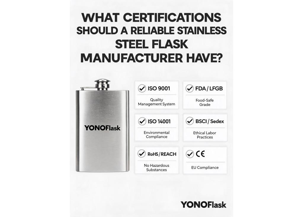 What certifications should a reliable stainless steel flask manufacturer have?