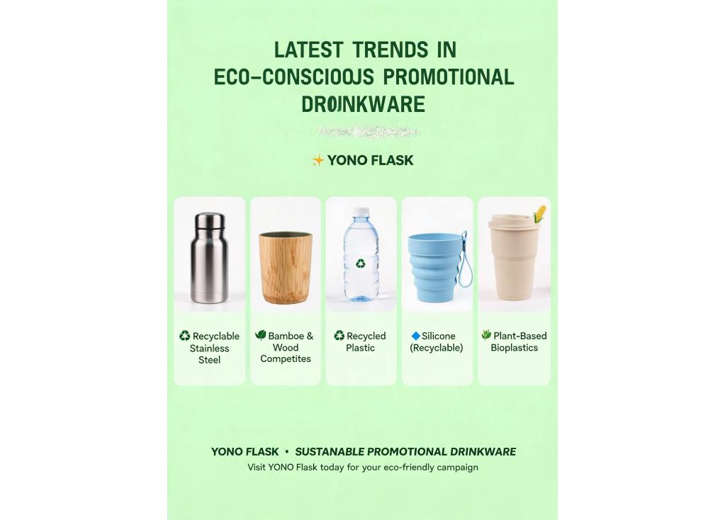 What are the latest trends in environmentally conscious materials for promotional drinkware?