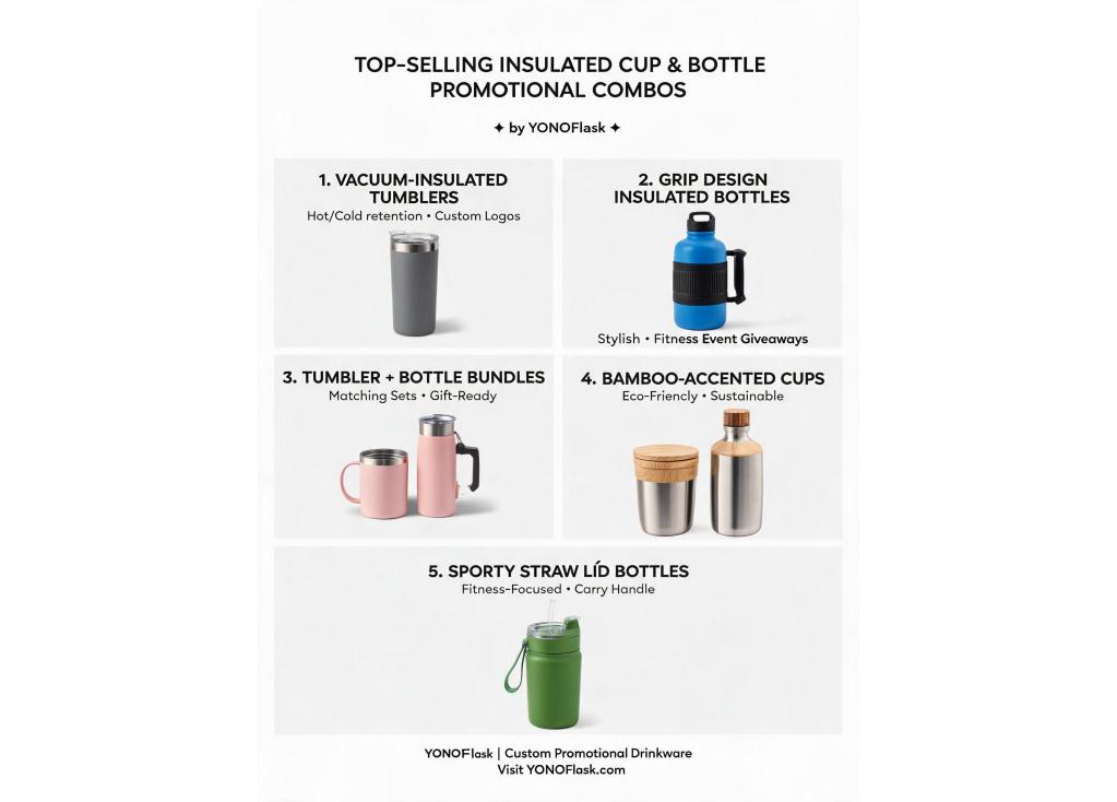 What are the best-selling insulated cup and bottle combinations for promotional gift companies?