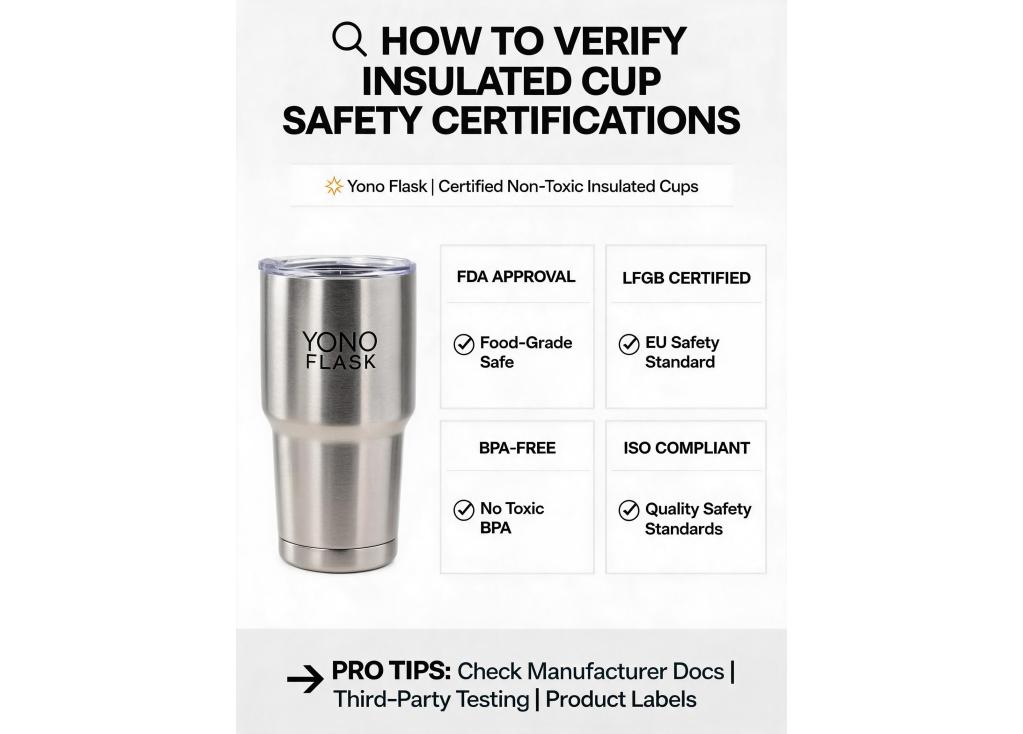How to verify the safety and non-toxic certifications for insulated cups?