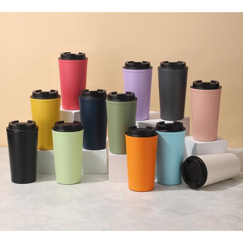 Wholesale High Quality 500ml Custom Logo Coffee Cups Reusable Stainless Steel Insulated Leakproof Engraved Coffee Cups