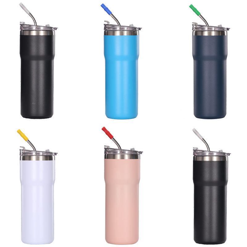 Hot Sale 20oz Custom Tumbler Wholesale Bulk Double Wall Stainless Steel Insulated Powder Coated Straight 20oz Tumbler With Straw