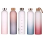 550ML 1000ml Low MOQ Bottle Frosted Time Marker Borosilicate Glass Water Bottles With Bamboo Lid